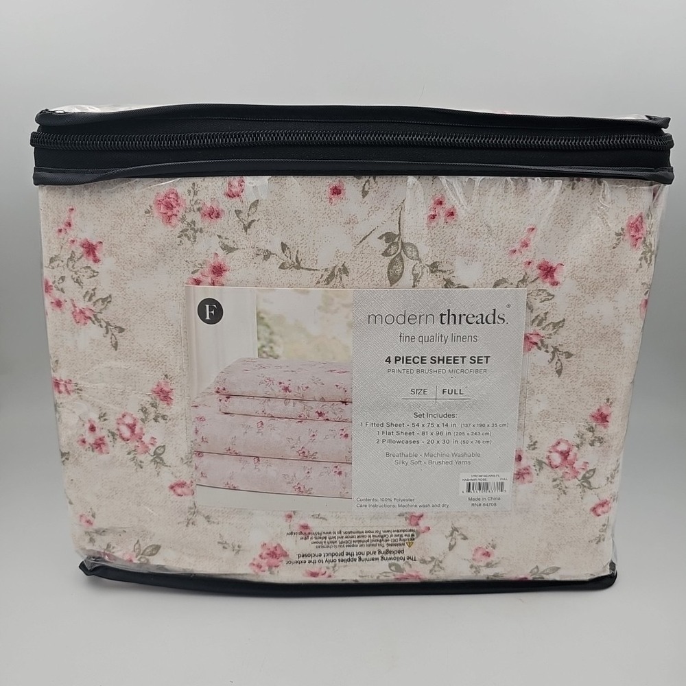 Modern Threads‎ 4-Piece Silky Soft Microfiber Full Size Sheet Set Kashmir Rose